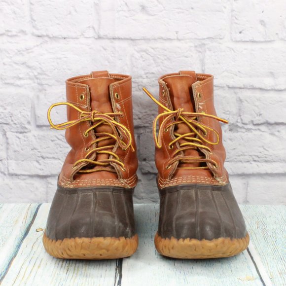 LL Bean Womens Brown Leather 8-Inch Insulated Ankle Duck Boots Size 10 M - Picture 4 of 9